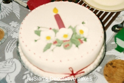Christmas cake with candle