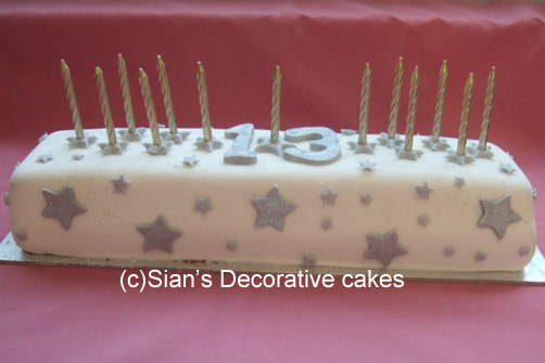 Birthday cake with silver stars