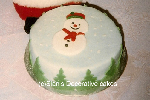 Christmas cake with snowman