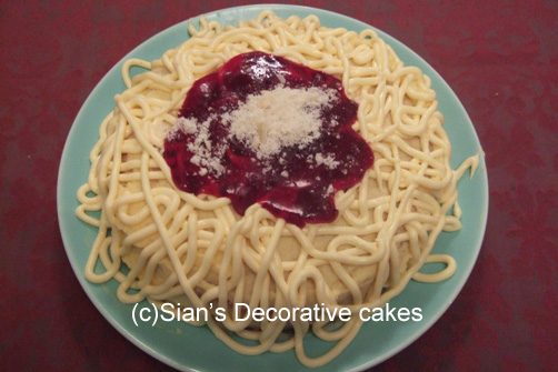 Spaghetti birthday cake