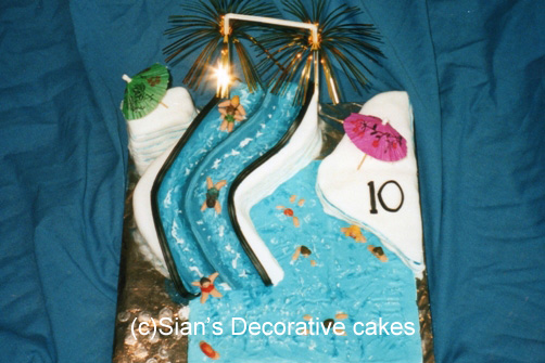 Swimming pool birthday cake