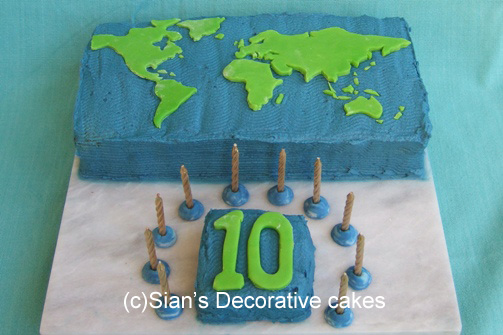 World map birthday cake