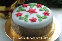 Red and green holly cake
