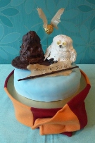 Owl and Sorting Hat cake